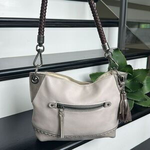 The Sak Genuine Leather Shoulder Bag Purse Braided Handle & Tassel Accent